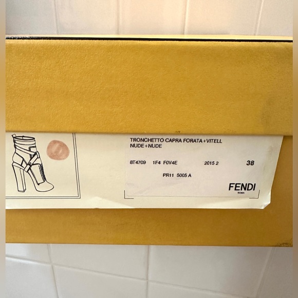 Fendi Nude Perforated Heeled Boots - Picture 5 of 13